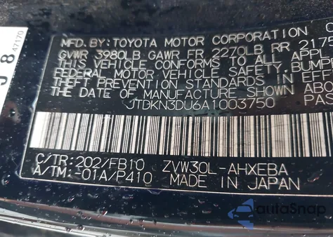 2010 Toyota Prius Iii from USA, damaged, VIN JTDKN3DU6A1003750